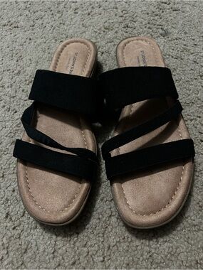 Johnston & Murphy Black Strappy Slide Sandals